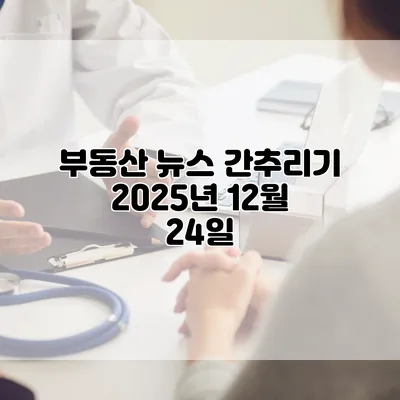 부동산 뉴스 간추리기 2025년 12월 24일