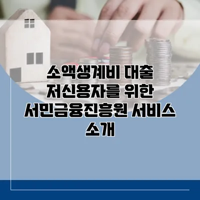 소액생계비 대출 저신용자를 위한 서민금융진흥원 서비스 소개