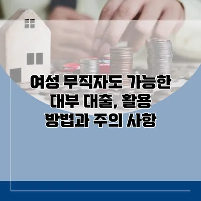 여성 무직자도 가능한 대부 대출, 활용 방법과 주의 사항