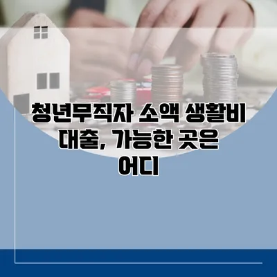 청년무직자 소액 생활비 대출, 가능한 곳은 어디?
