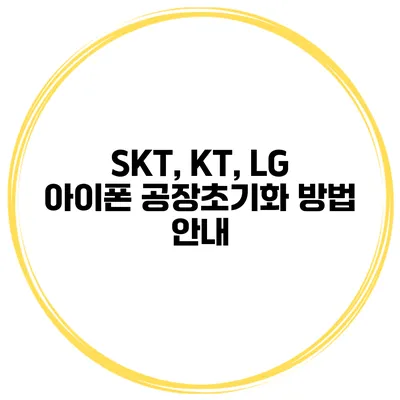 SKT, KT, LG 아이폰 공장초기화 방법 안내