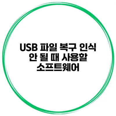 USB 파일 복구 인식 안 될 때 사용할 소프트웨어