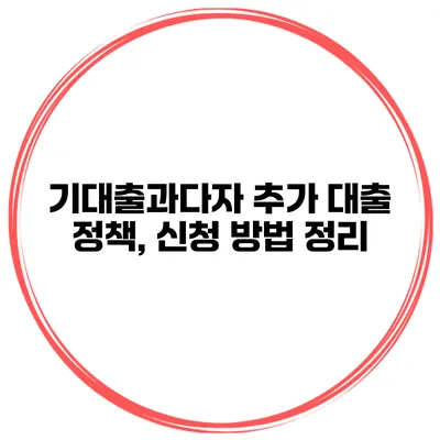 기대출과다자 추가 대출 정책, 신청 방법 정리