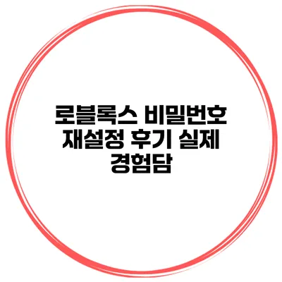 로블록스 비밀번호 재설정 후기 실제 경험담