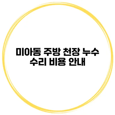 미아동 주방 천장 누수 수리 비용 안내