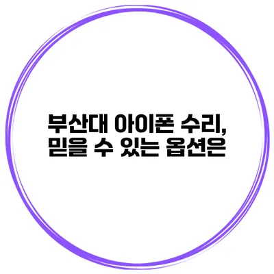 부산대 아이폰 수리, 믿을 수 있는 옵션은?