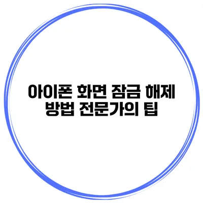 아이폰 화면 잠금 해제 방법 전문가의 팁