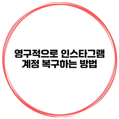 영구적으로 인스타그램 계정 복구하는 방법