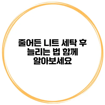 줄어든 니트 세탁 후 늘리는 법 함께 알아보세요