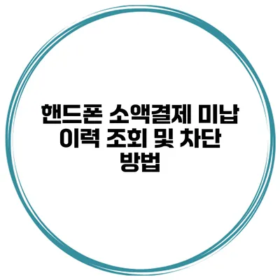 핸드폰 소액결제 미납 이력 조회 및 차단 방법